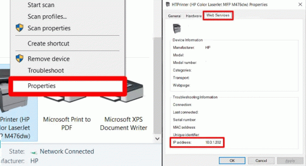پیدا کردن آدرس IP پرینتر HP 506
